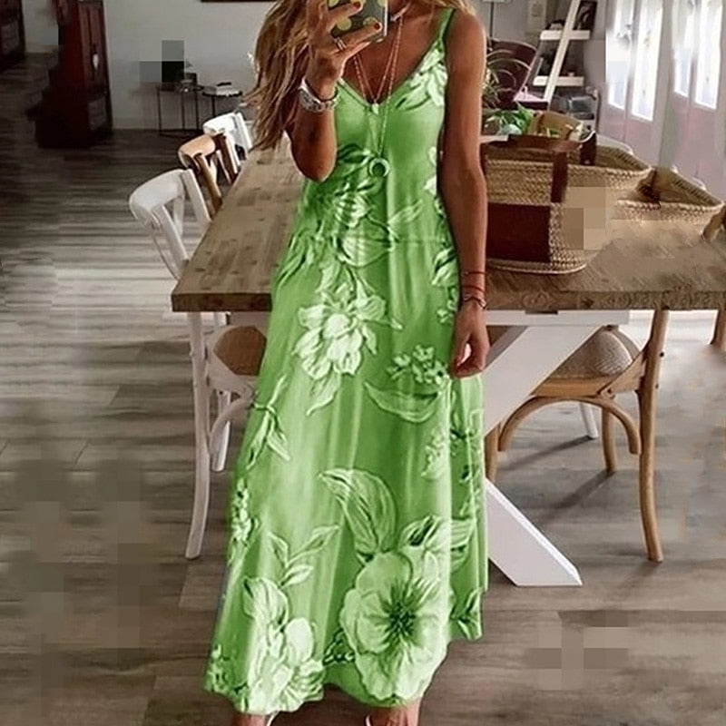 Floral V-Neck Maxi Dress