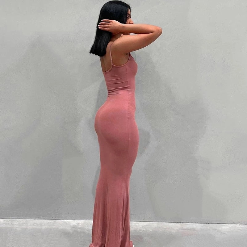 Satin Backless Maxi Dress