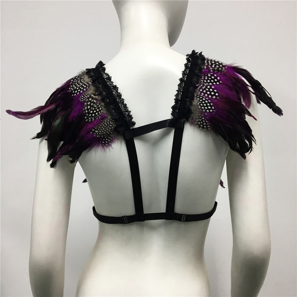 Y2k Feather Body Harness Crop Top Outfit