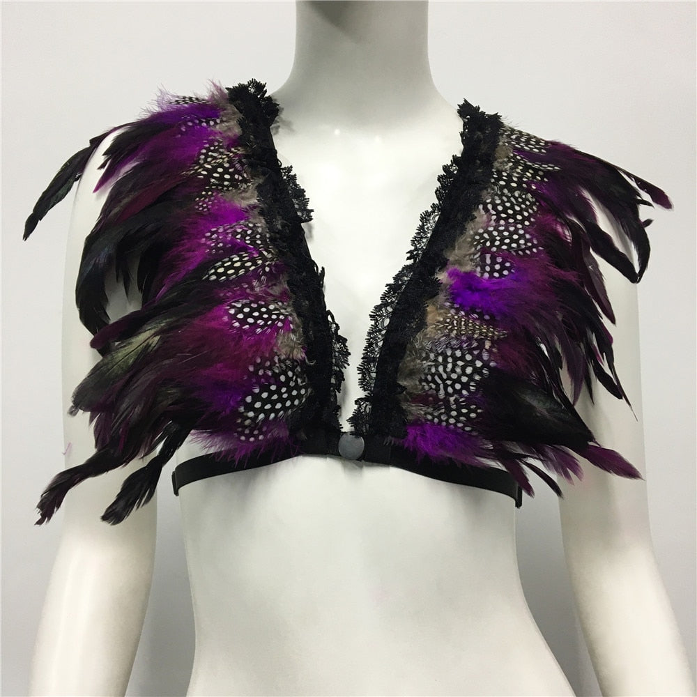 Y2k Feather Body Harness Crop Top Outfit