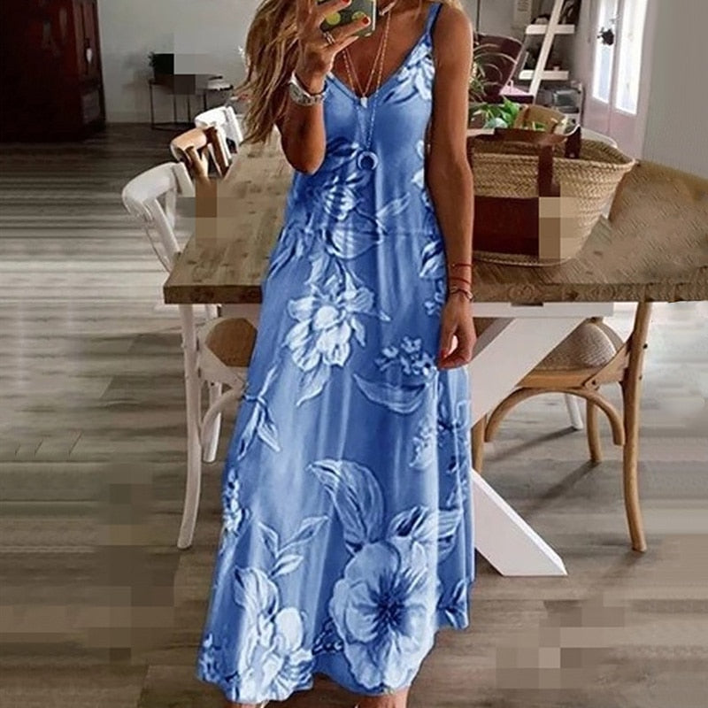 Floral V-Neck Maxi Dress