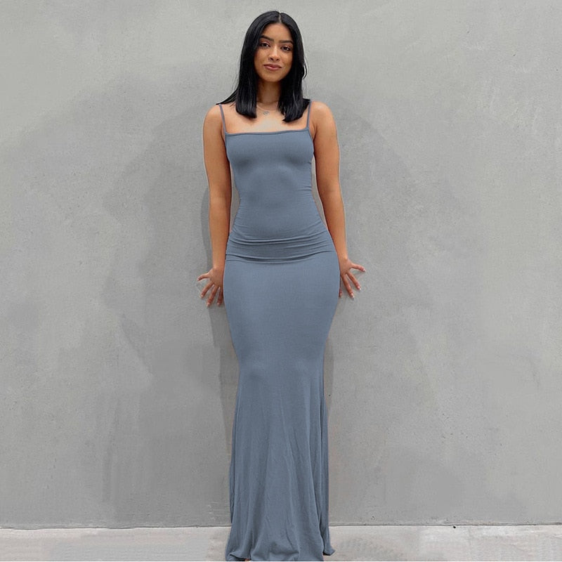 Satin Backless Maxi Dress