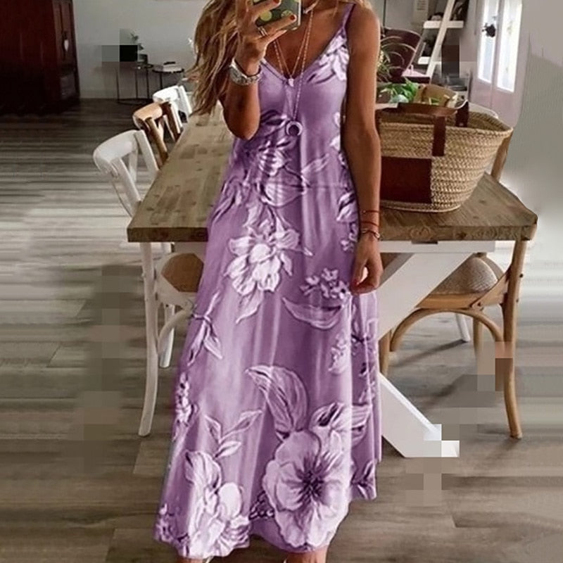 Floral V-Neck Maxi Dress