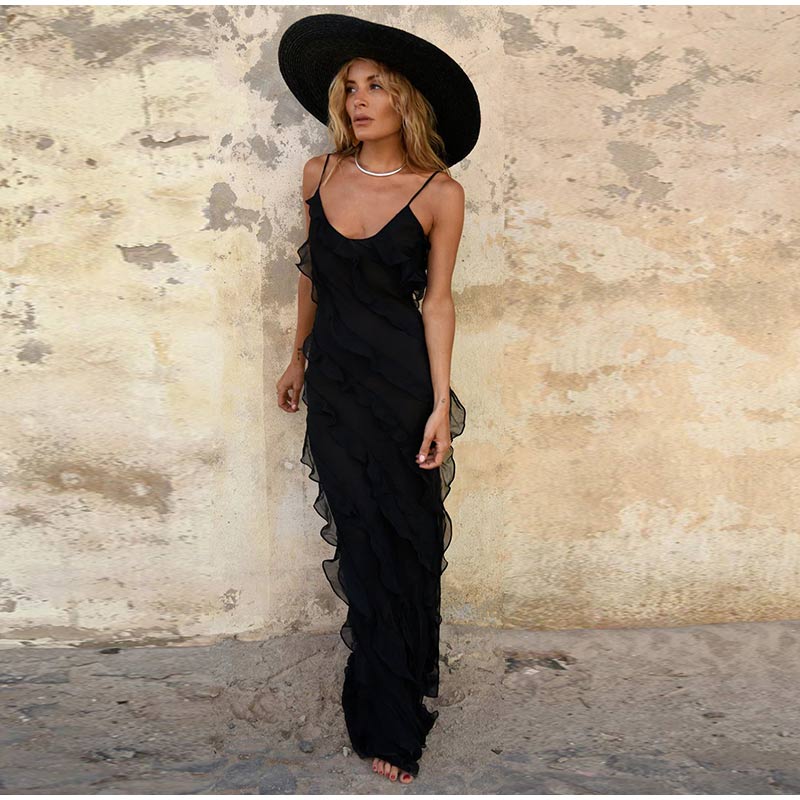 Elegant Ruffle Maxi Dress 2022