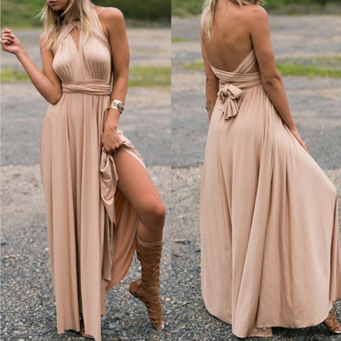 Women Bandage Convertible Boho Maxi Dress - AllForU