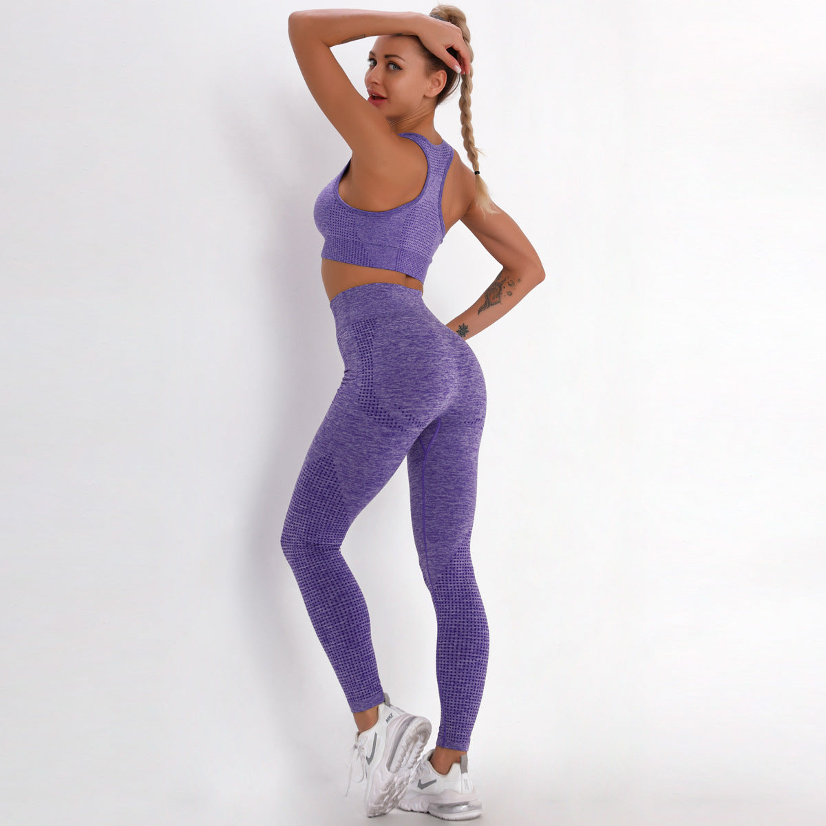 Seamless knitted yoga workout clothes - AllForU