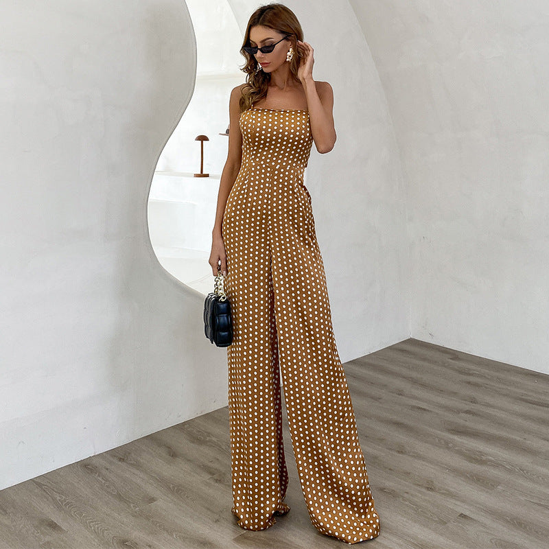 Sexy Spring And Summer Strapless Round Neck Jumpsuit Suspenders Jumpsuit - AllForU