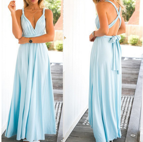 Women Bandage Convertible Boho Maxi Dress - AllForU