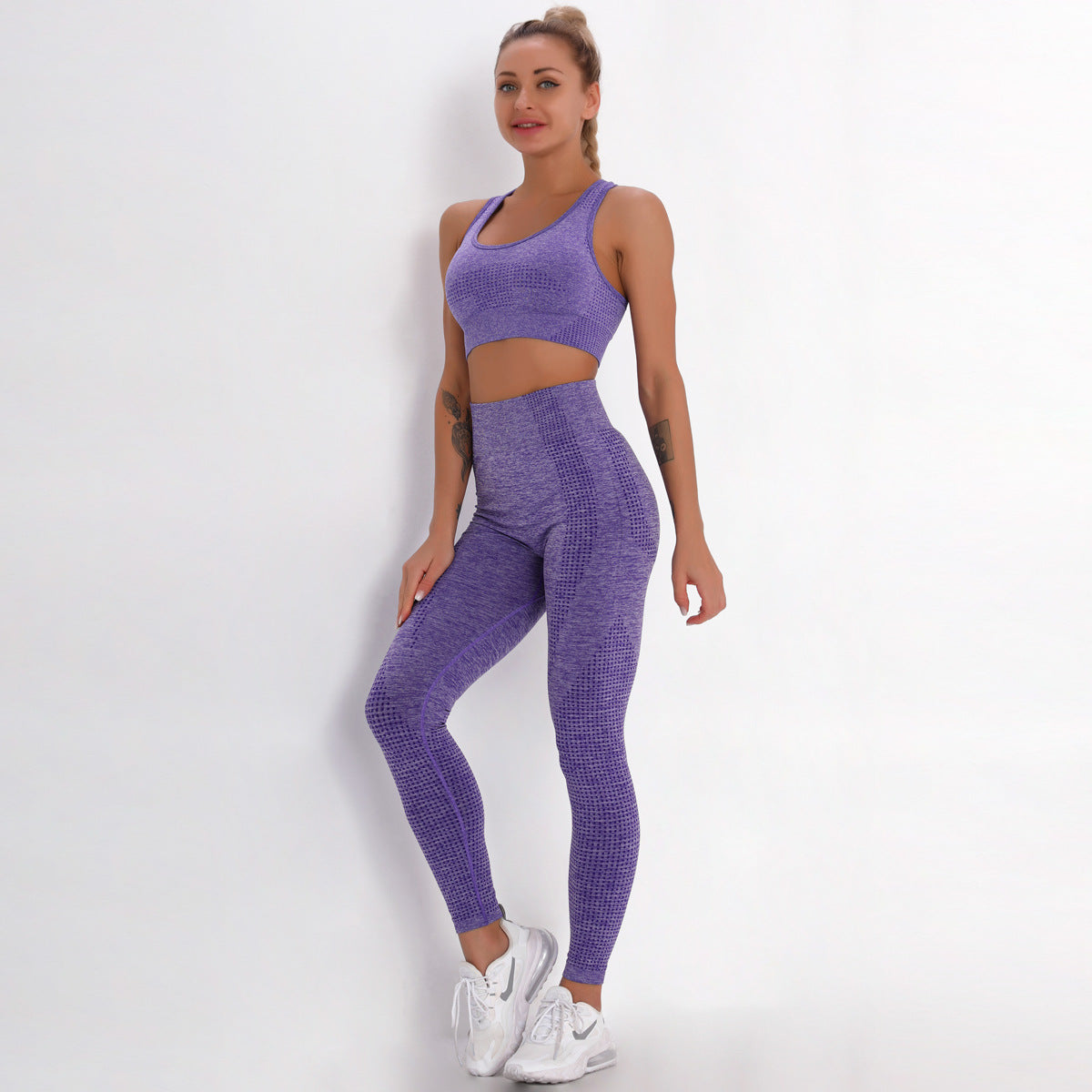 Seamless knitted yoga workout clothes - AllForU