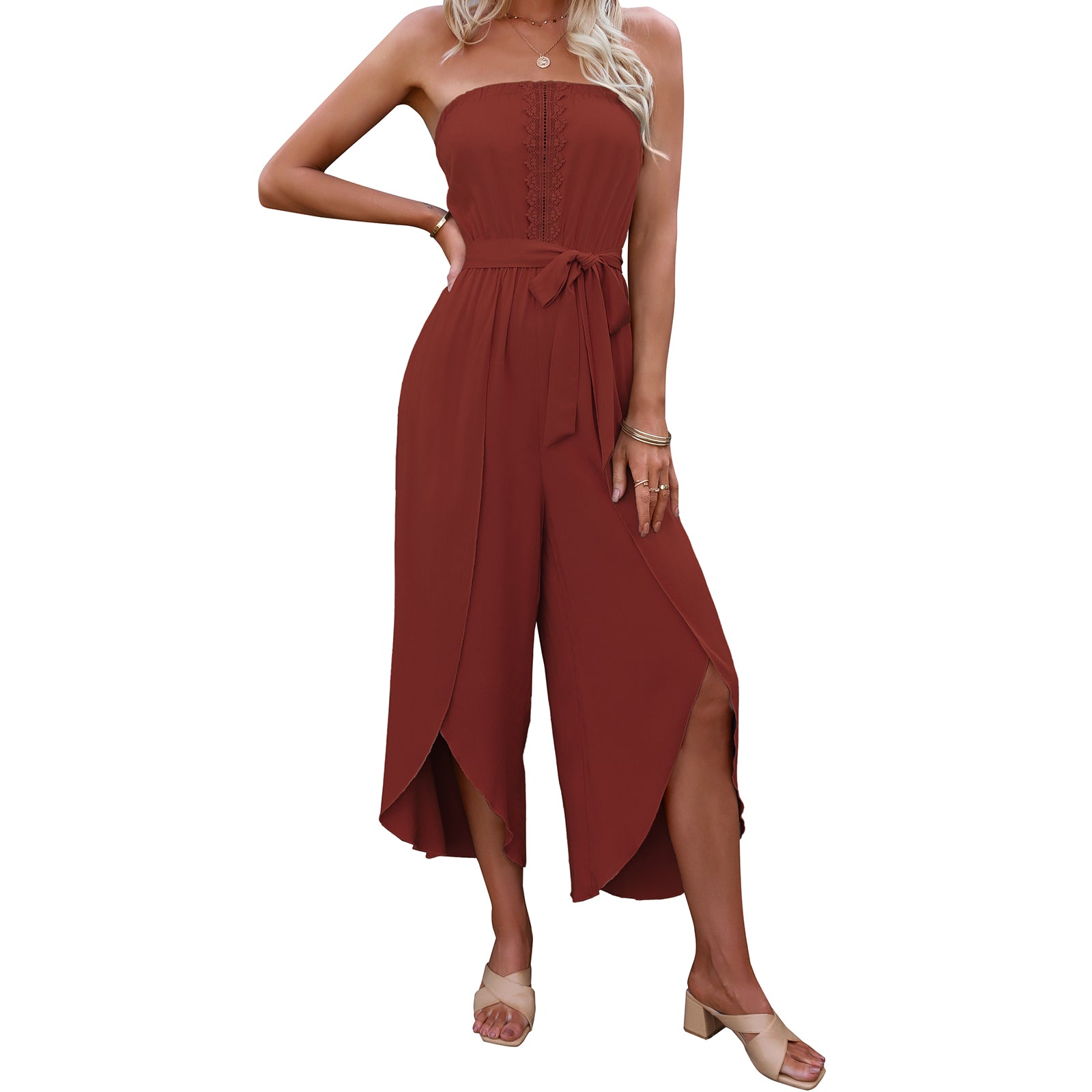 Women's Summer Ninth Loose Jumpsuit Wide Leg Pants - AllForU