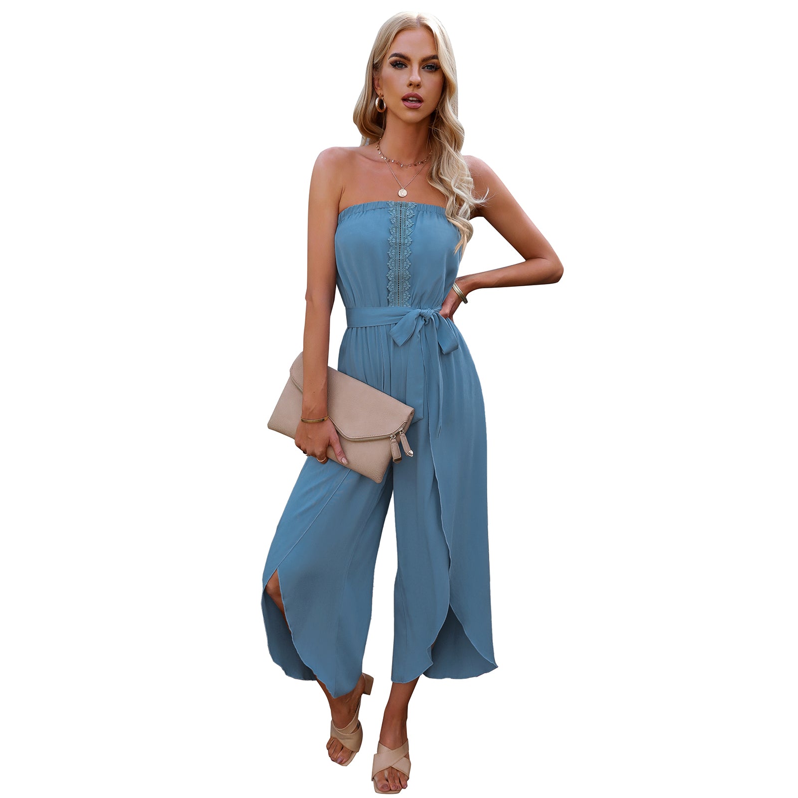 Women's Summer Ninth Loose Jumpsuit Wide Leg Pants - AllForU