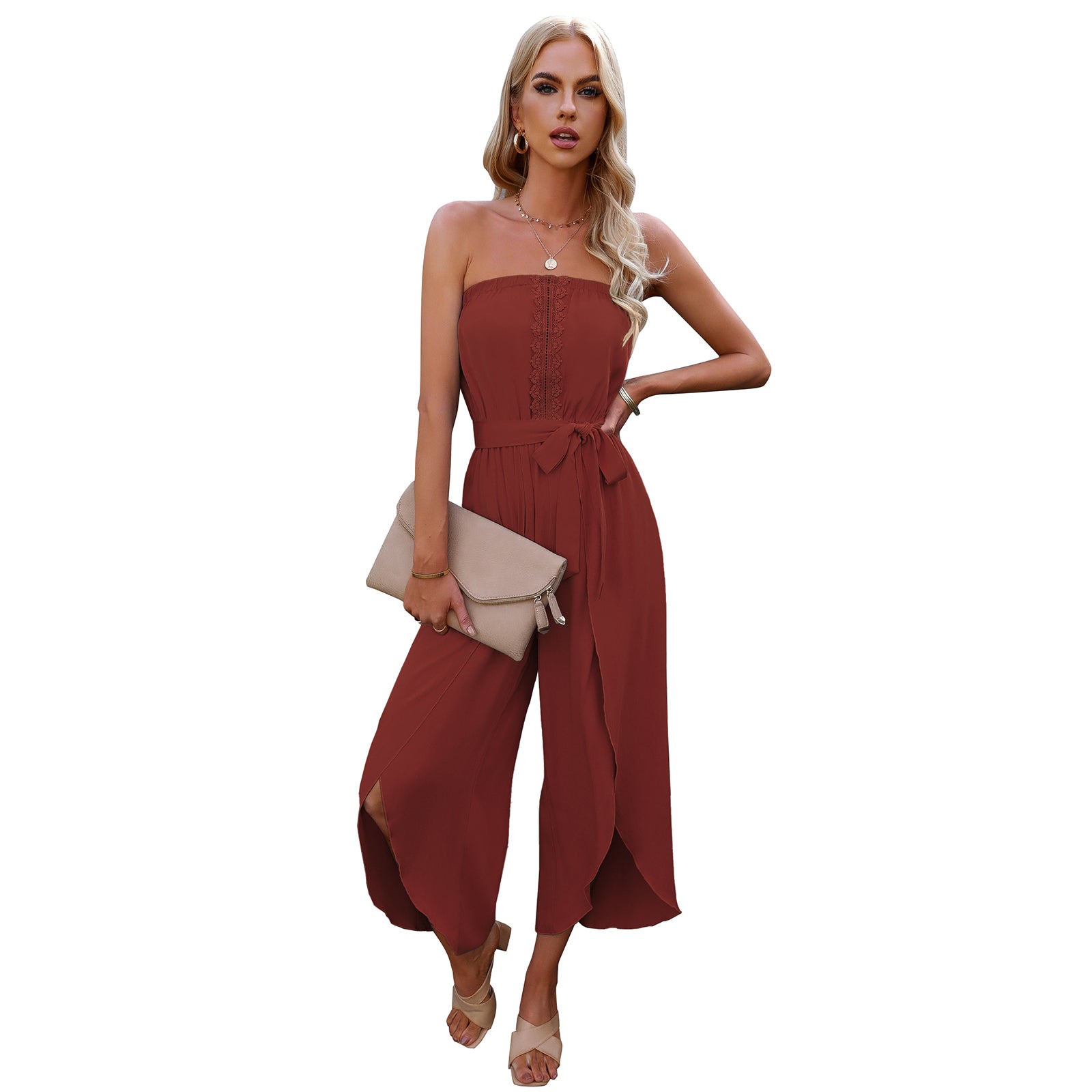 Women's Summer Ninth Loose Jumpsuit Wide Leg Pants - AllForU