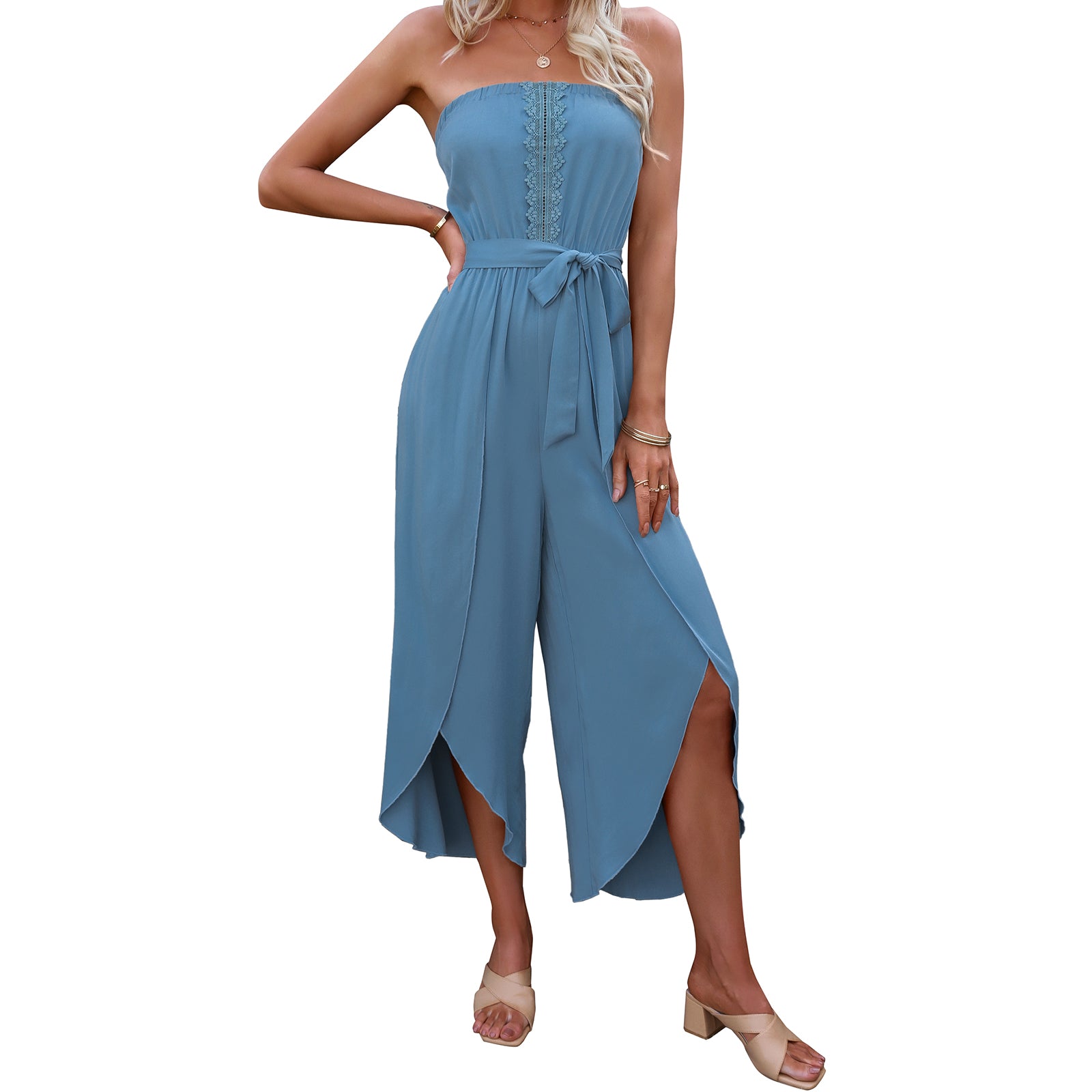 Women's Summer Ninth Loose Jumpsuit Wide Leg Pants - AllForU