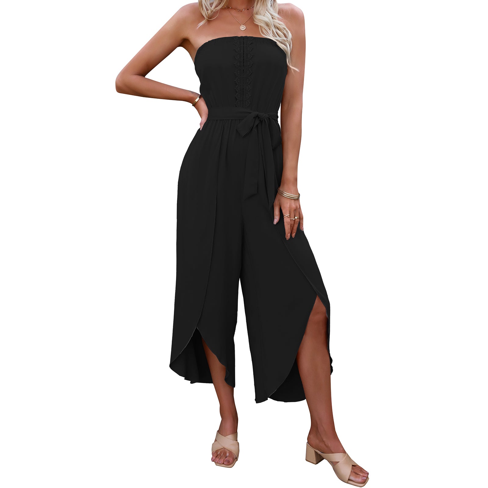 Women's Summer Ninth Loose Jumpsuit Wide Leg Pants - AllForU